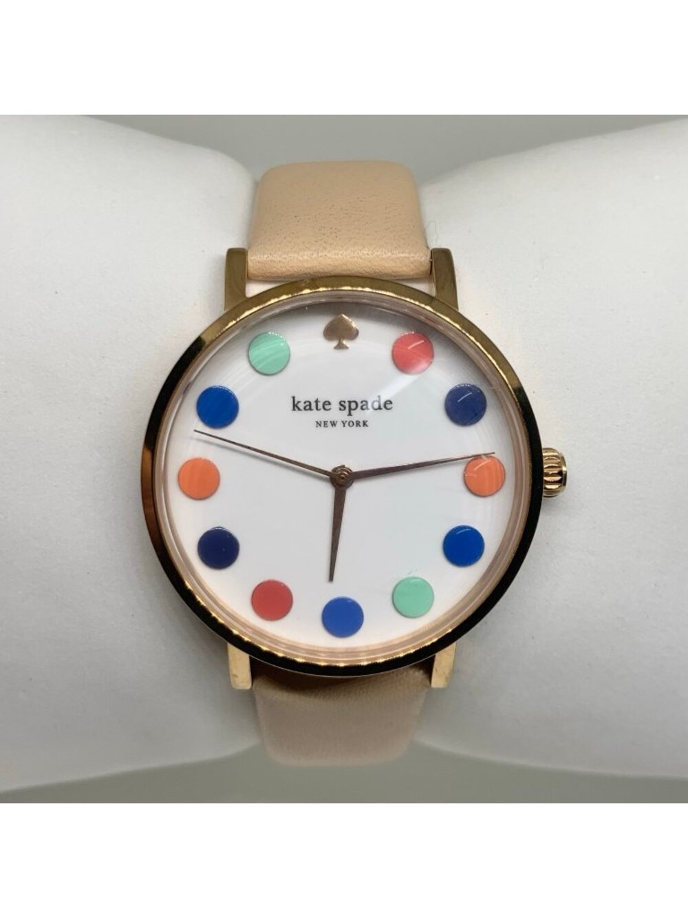 Kate Spade Metro Dot Color Palate 34mm Rose Gold tone Watch white dial running